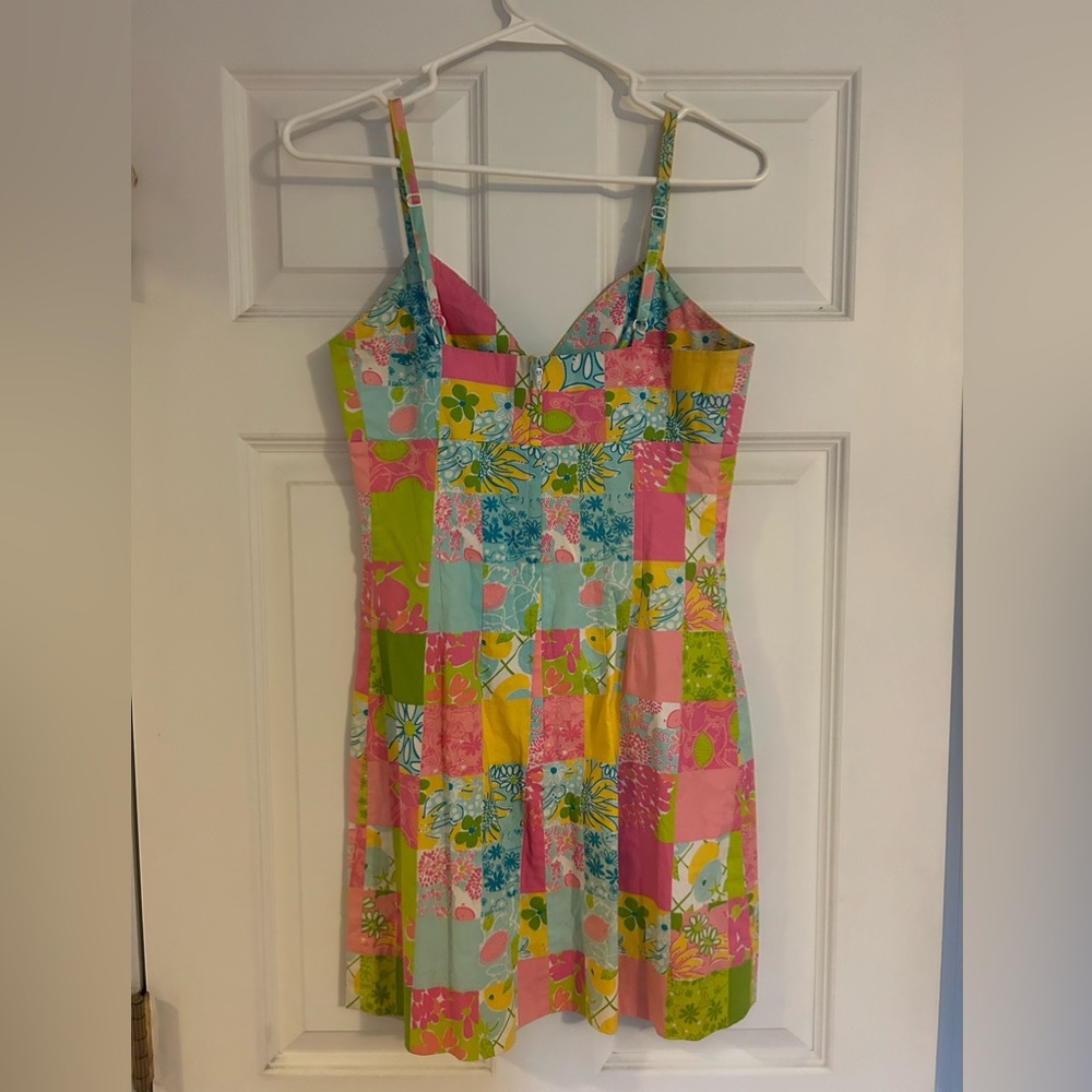Lilly Pulitzer Floral Rainbow Patchwork Pattern Vintage Mini Dress - Picture 2 of 7